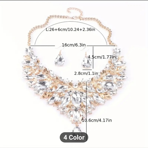 NEW LUXURIOUS BOHO SYNTHETIC GEMSTONES NECKLACE AND EARRINGS SET~ ELEGANT SET - Picture 6 of 6